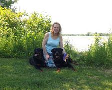 Bubba, Mattie and me in front of river - Click for Larger View