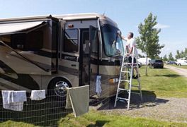 Washing the windshield - Click for Larger View
